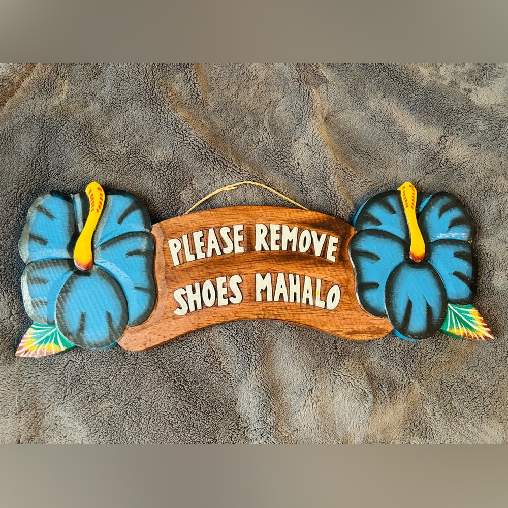 Blue Hibiscus Wooden Sign